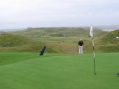 Lining up a putt on No. 2 at Ballybunion.