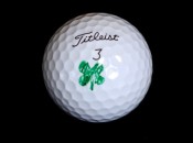 The four-leaf clover on my golf ball. Darren Clarke uses a shamrock to mark his balls, but his has only three leaves. Too bad, Darren.