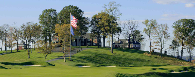 A restored hilltop mansion serves as the clubhouse at the majestic Pete Dye Course 