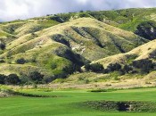 The hilly terrain of Rustic Canyon comes quietly into play on many holes.