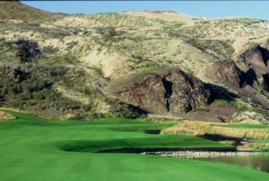 Old Works' past as a copper mining site is evidenced in the black "sand" bunkers; the bunkers actually contain slag, a residue from the smelting process.