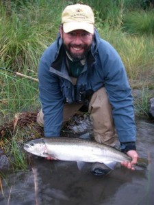 The author with a native Deschutes steelhead caught during a float of the lower river, from Mack's Canyon to the Mouth.