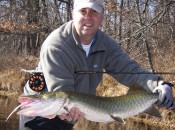 Muskie fly fisherman extraordinaire Robert Tomes with a fine specimen.  (Photo courtesy Robert Tomes.)
