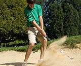 When you play a bunker shot properly, the sand flies up in a plume--but in reality it's a small amount of sand, only about half a cup