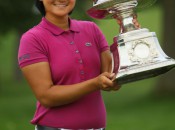 Yani Tseng with one of the 12 trophies she collected in 2011. Photo copyright Icon SMI.