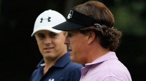 Phil Mickelson (foreground) mentors Jordan Spieth in a pre-Tour Championship round of money golf (Photo: Getty Images)