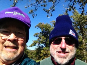 With Ira Miller. Hey, it was cold out. Look close and you'll see flaps on my fleece cap.