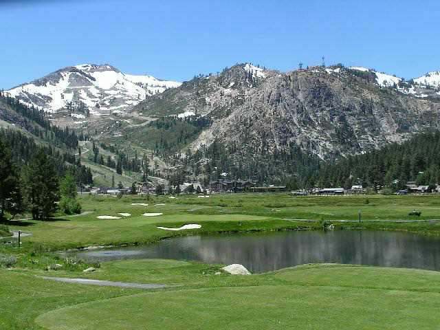 With the fable Squaw Valley Ski Resort, site of the 1960 Winter Olympics in the background, the Links at Squaw Creek sit in mountain splendor. 