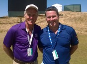 Greg Norman and John Clarkin at Chambers Bay on the Monday of Open Week