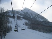 The main high-speed chair at Crested Butte serves everything from groomed blue cruisers to the menacing double-black chutes off the right of the mountain peak.