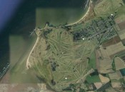 Ariel shot of Gullane Golf Club with Muirfield just down the road top right