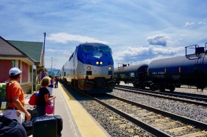 Passengers are about to board the California Zephyr Line in the charming town of Ganby, Colorado.  (Photo by Robert S. Fagan)