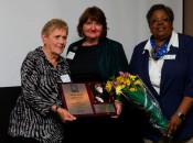 Shirley Spork receives MWGA Lifetime Achievement Award from Susan Bairley and Francine Pegues