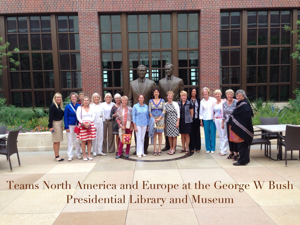 Teams gathered outside at the Bush Presidential Library and Museum