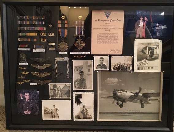 Shadow box of Henry Moore's WW II decorated service.