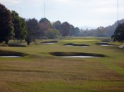 Gorgeous grass-faced bunkers, a sloping fairway and crowned green make the 6th one of Holston Hills' most beguiling holes.