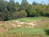 The par-3 6th, falling away left and right off a central crest, blends into the natural environment.