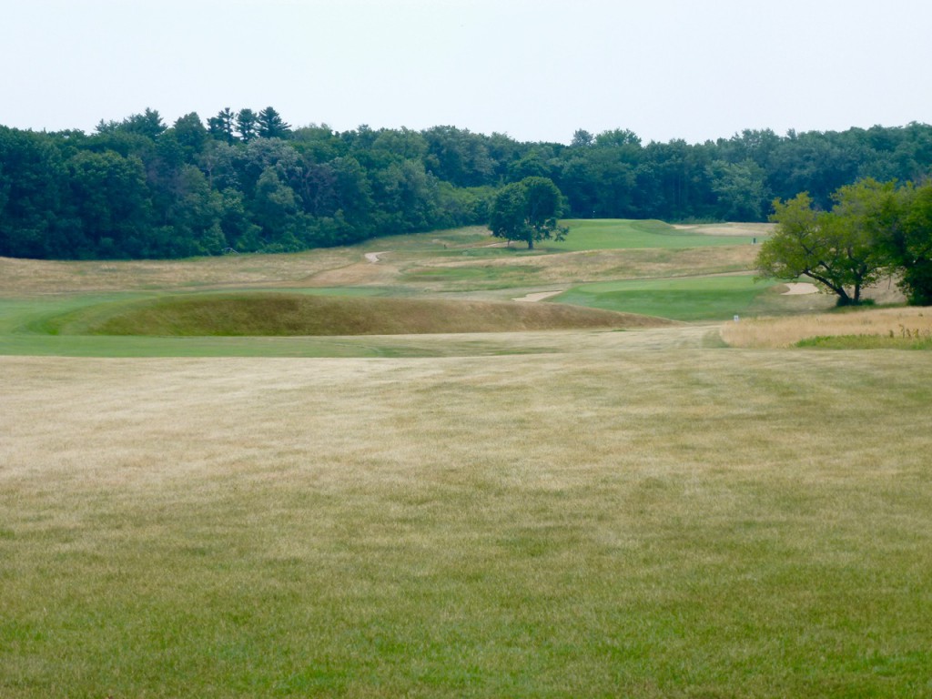The drive at the 6th, one of the course's excellent par-4's, must carry the berm to release down a slope.