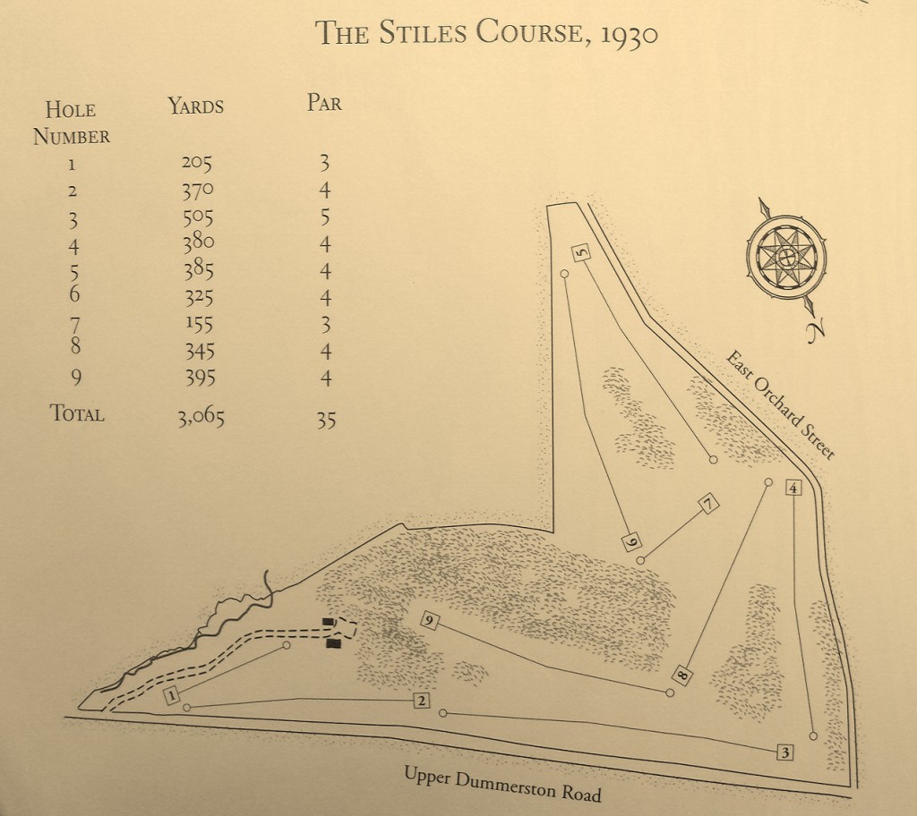 Wayne Stiles' 1930 layout for the Brattleboro Country Club, from the club history.