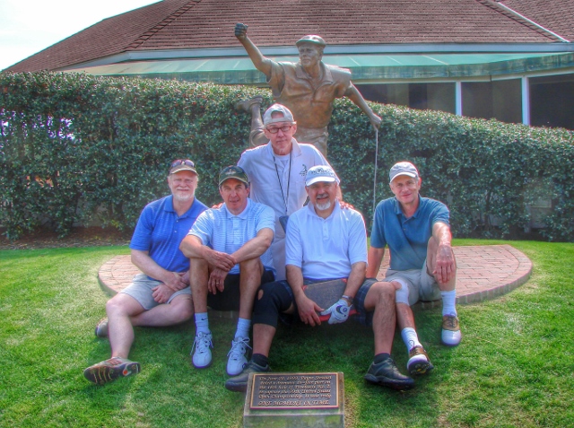 The Team with Eddie at the Payne Stewart statue at Pinehurst