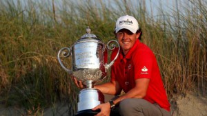 Rory McIlroy with the Wanamaker Trophy