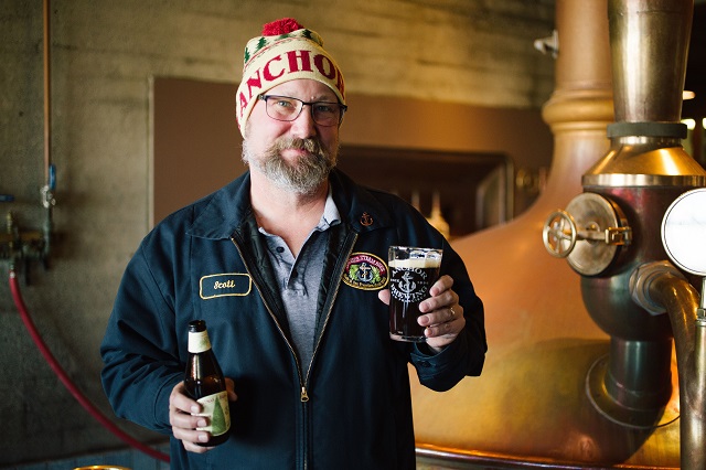 Anchor brewmaster Scott Ungermann in the Christmas Ale spirit