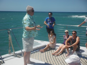 Griffin enjoys riding along onboard with international tourists to point out the sights and spin his adventurous yarns.