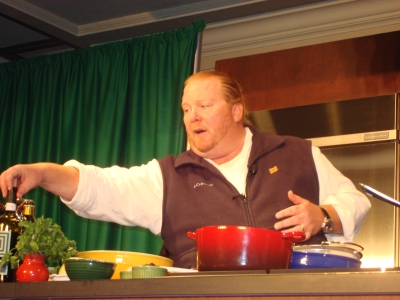 Chef Mario Batali presents a cooking exhibition at the Aspen Food and Wine Festival  (Photo Credit: Michael Patrick Shiels)