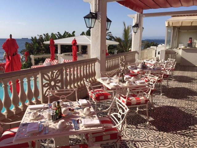 Potential "monkey business" awaits guests who dine on the Oyster Box's Ocean Terrace 