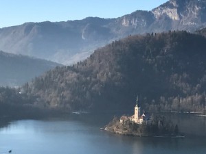 Slovenia's Lake Bled as seen from Bled Castle, where Donald and Melania visited (photo by Michael Patrick Shiels)
