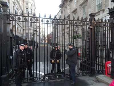 Photo Attached: Security outside #10 Downing Street in London, home to Britain's Prime Minister (photo by Michael Patrick Shiels)