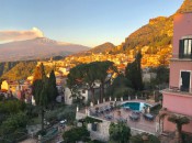 Belmond Grand Timeo’s balcony view of Taormina. (Photo by Michael Patrick Shiels)