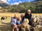 Matt Wilson, Kate, Caryn and Matt Rhodes visit a New Zealand sheep farm. (Photo by Matt Rhodes)