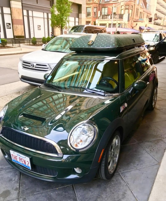 Shoppers can load up the hotel’s “Peninsula green” hotel cars with Miracle Mile packages. (Photo by Harrison Shiels)