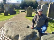 Art Shiels visits St. Patrick’s Grave in Downpatrick, Northern Ireland. Photo by Harrison Shiels