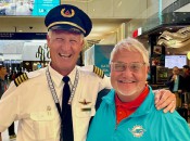 Delta Captain Mark Eppler with grateful passenger Michael Patrick Shiels