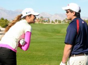 Aubrey McCormick and Jared Lemon share a laugh at Bali Hai Golf Club (© Robert Kaufman)