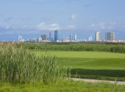 View of Atlantic City from the second green of the Bay Course