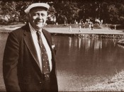 Robert Trent Jones Sr. in front of what would appear to be the Heather eighteenth hole.