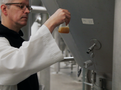 A monk at work at the Spencer Trappist Brewery