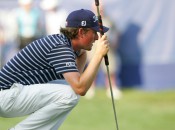 Webb Simpson became the third straight winner to use a long or belly putter. Photo copyright Icon SMI.