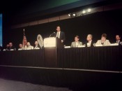 North Carolina Governor Pat McCrory addresses golf professionals at the Carolinas PGA annual meeting