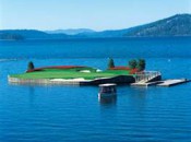 Score an extra poker card for hitting the famous par-3 14th floating island green at Coeur D'Alene Resort in Idaho.