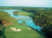 The money shot: Oconee's 17th green and the 18th's big drive across the lake.