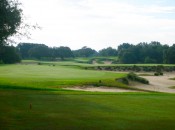 Things get real at Pine Barren's par-5 4th with a safe-option drive to a big left fairway or a high risk play over the sand cavern to a short fairway on the right.