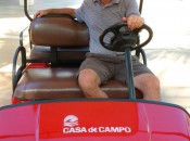 Casa de Campo is a 7,00-acre playground. Guests are provided with  golf carts to go from the myriad restaurants, beach, golf courses and activity Centre. GRW Jeff Wallach is on his way to a nap after 18 back-breaking holes on The LInks