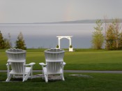 View of Georgian Bay from the patio at Cobble Beach