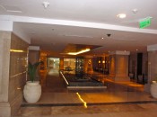 The attractive lobby of the elite Ashok Hotel in the Embassy area of Delhi.