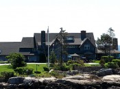 The Bush family seaside home on Walker's Point is visible in quaint Kennebunkport, Maine.