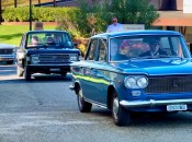 Vintage Fiats, arranged by IC Bellagio, floor it at Palazzo di Verginana near Imola. Photo by Harrison Shiels